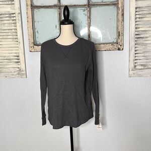 Style & Co Womens Knitted Sweater Waffle Pullover Charcoal Black Size Large NWT